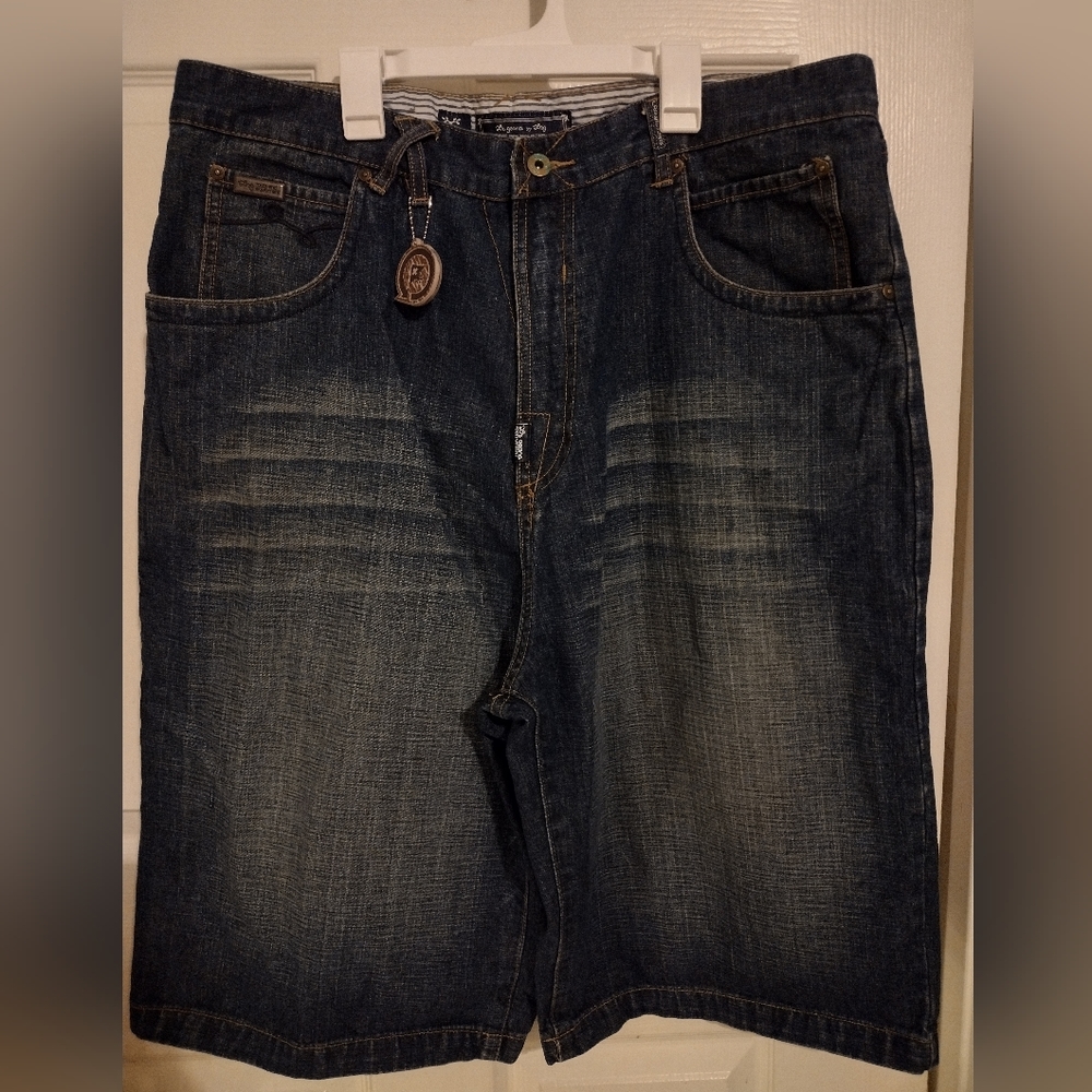 LRG Mens Distressed Lightweight Utility Carpenter Denim Jean Short Size 38 90s